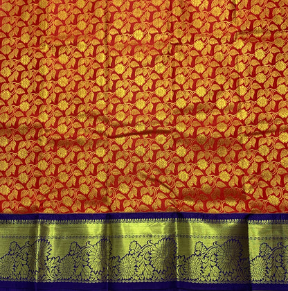 Red Shade Vegan Silk Kids Pattu Pavadai with Contrast Border for age 2 to 5