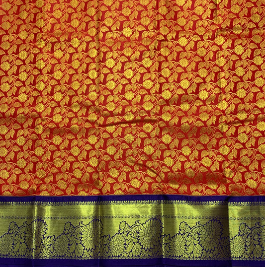 Red Shade Vegan Silk Kids Pattu Pavadai with Contrast Border for age 2 to 5