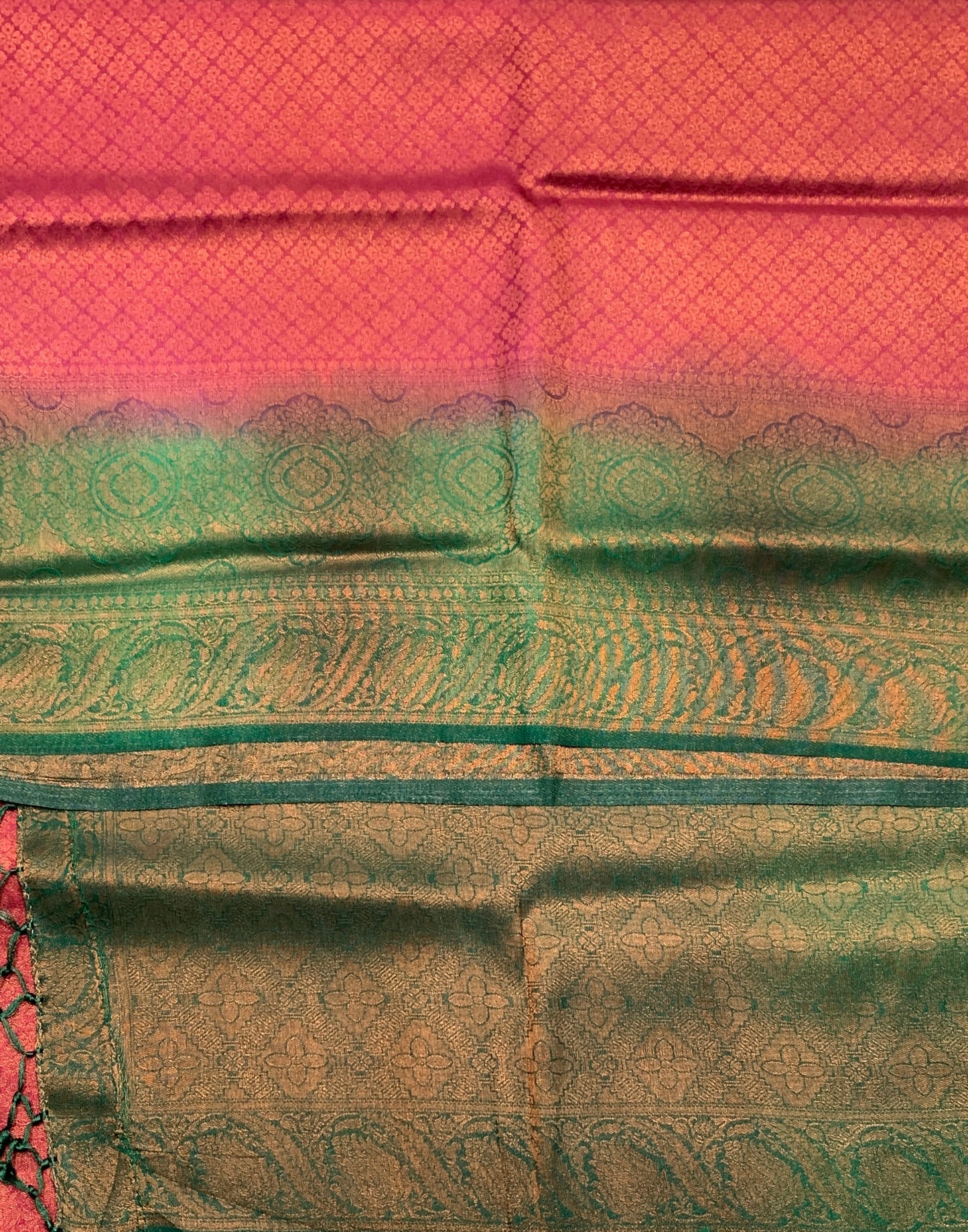 Soft Silk Saree Brown Colour with Green Colour Pallu