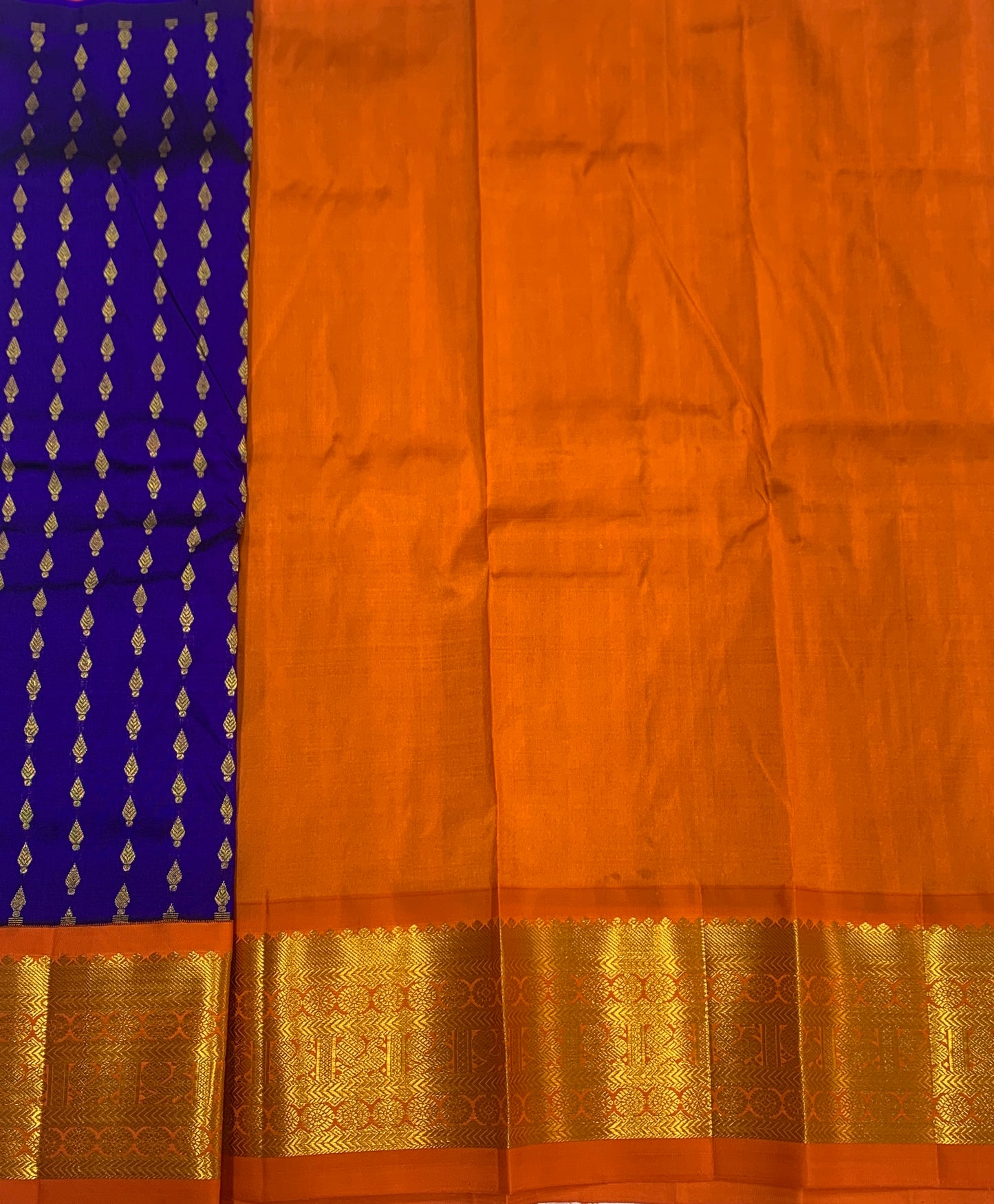 Blue shade Pure kanchipuram Kids Pattu Pavadai with contrast border for newborn to 2 Years