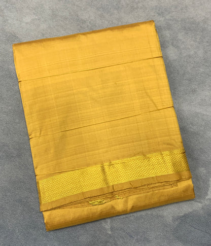 9X5 Pure Silk Dhoti Golden Mustard Colour with Small Golden Zari Border