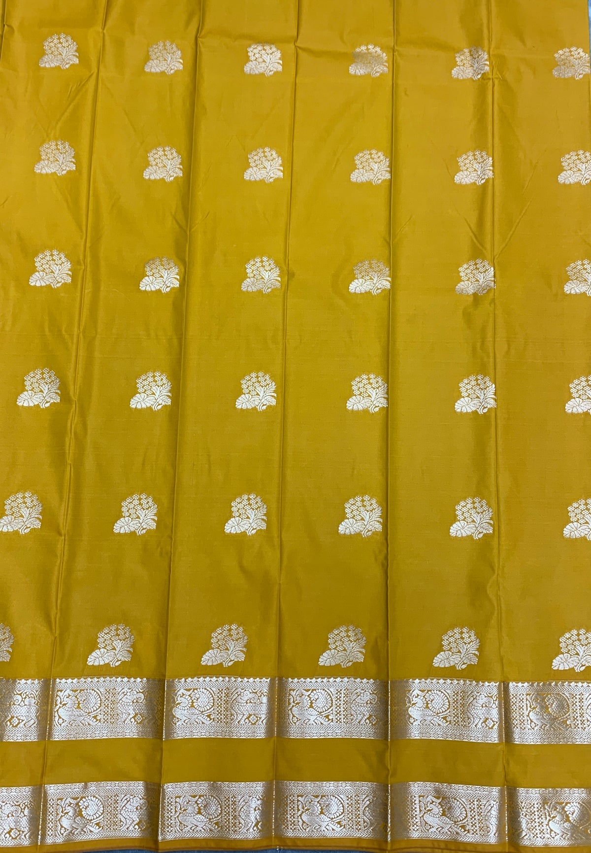Soft Silk Casual Saree Golden Mustard Colour with Rettai Pettu Border