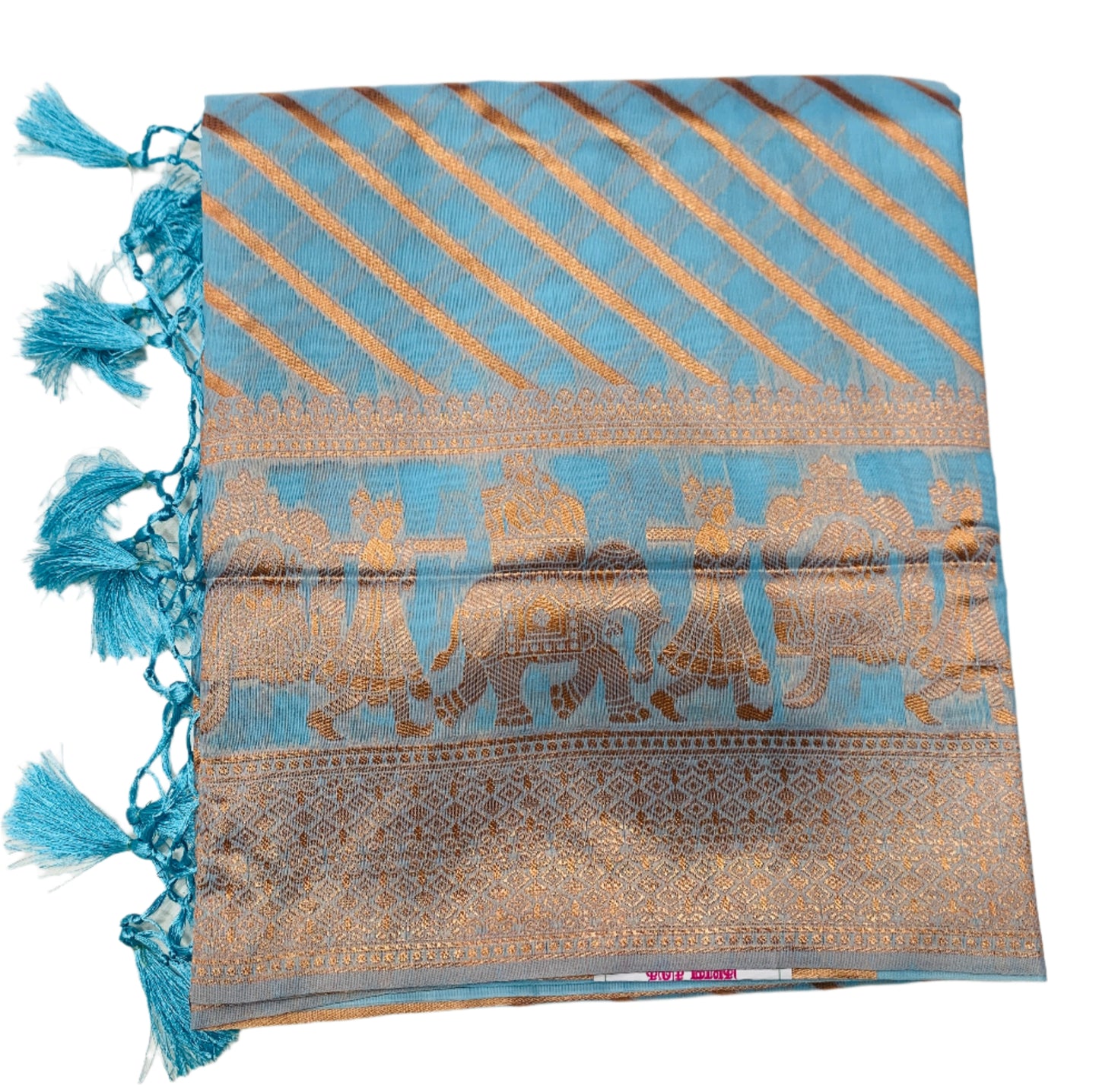 Banaras Katan Saree Sky Blue Colour with Katan Work Border