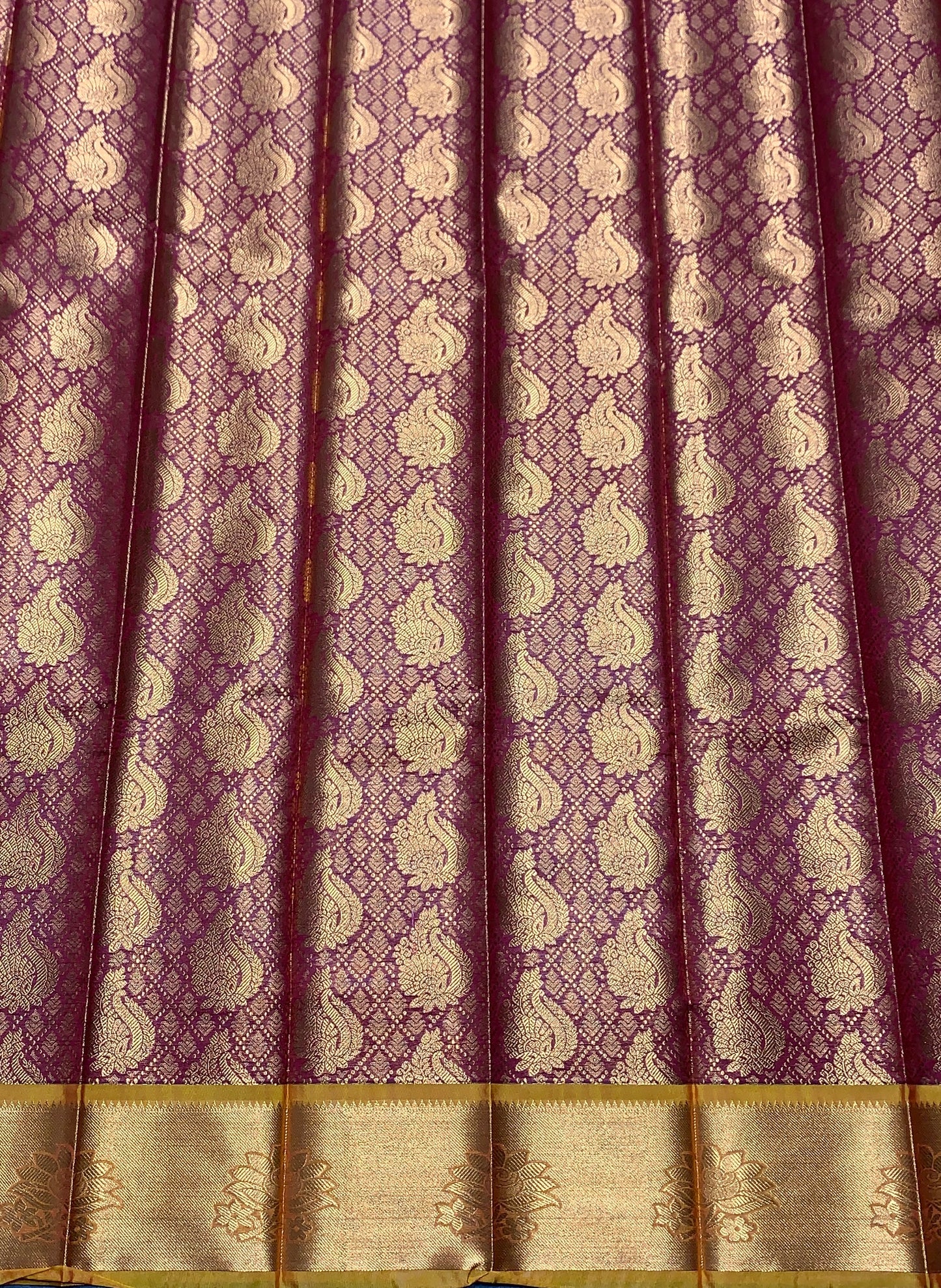 Vegan Silk Saree Maroon Colour with Copper and Golden Border