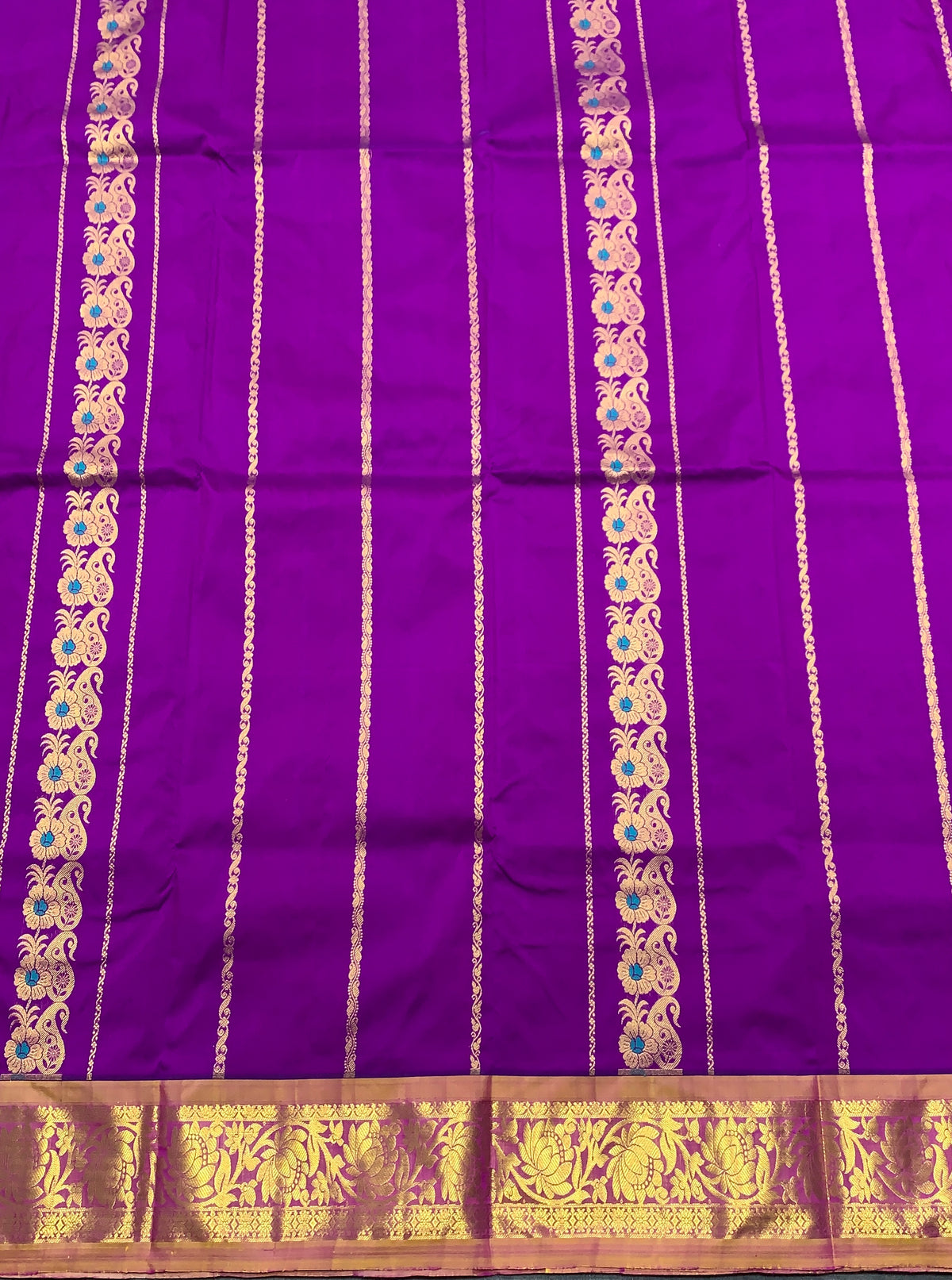 Magenta shade Semi Silk Kids Pattu Pavadai with Contrast border for age above 10 years