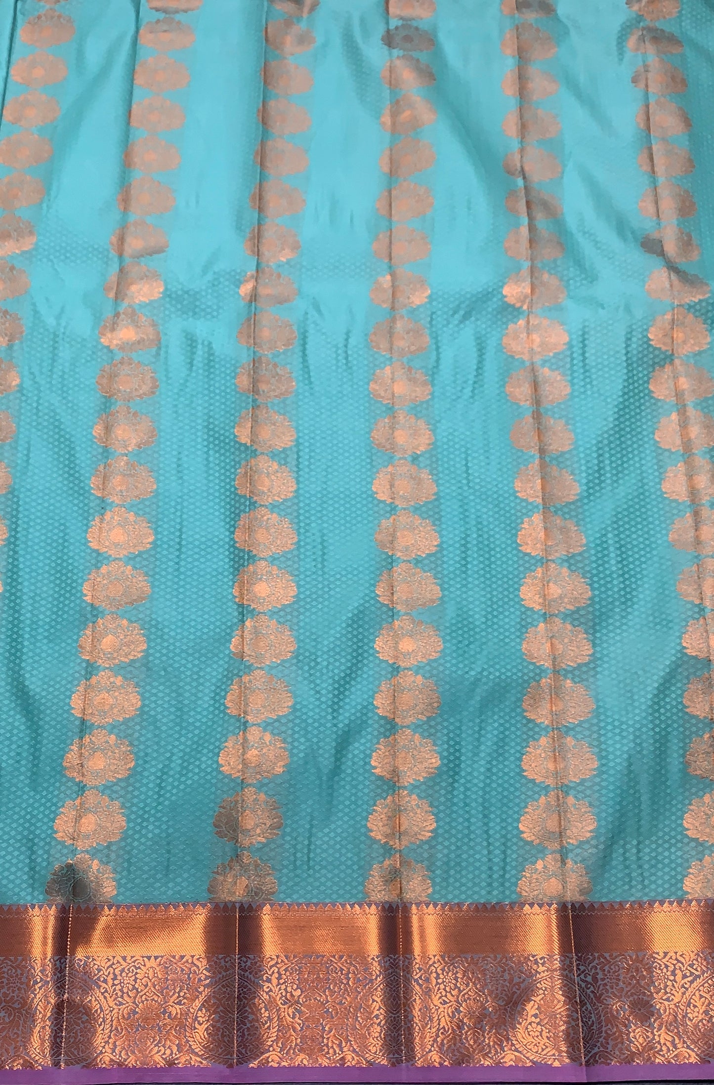 Vegan Silk Saree Sapphire Colour Saree with Copper Border