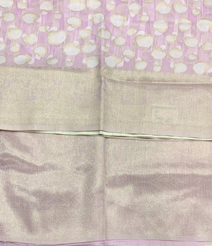 Banaras Katan Saree Lavender Colour with Katan Work Border
