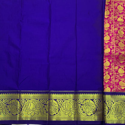 Pink Shade Vegan Silk Kids Pattu Pavadai with Contrast Border for Newborn to 2 Years