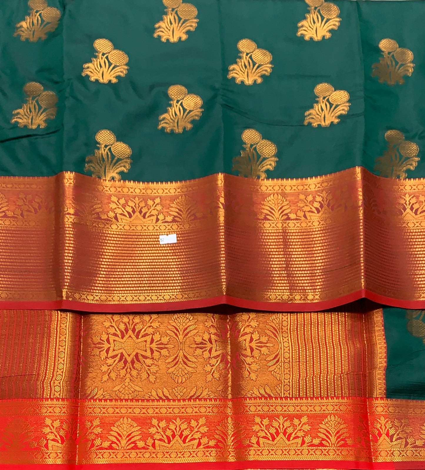 Soft Silk Casual Saree Green Colour with Maroon and Golden Colour Border