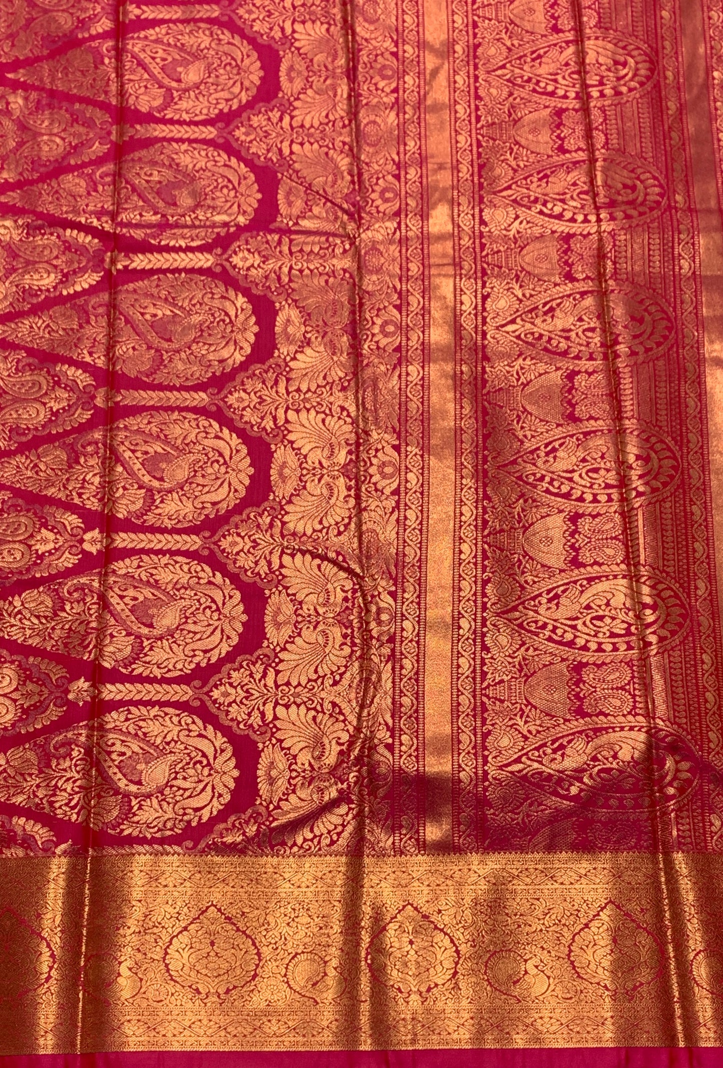 Soft Silk Casual Saree Golden Colour with Pink Colour Border
