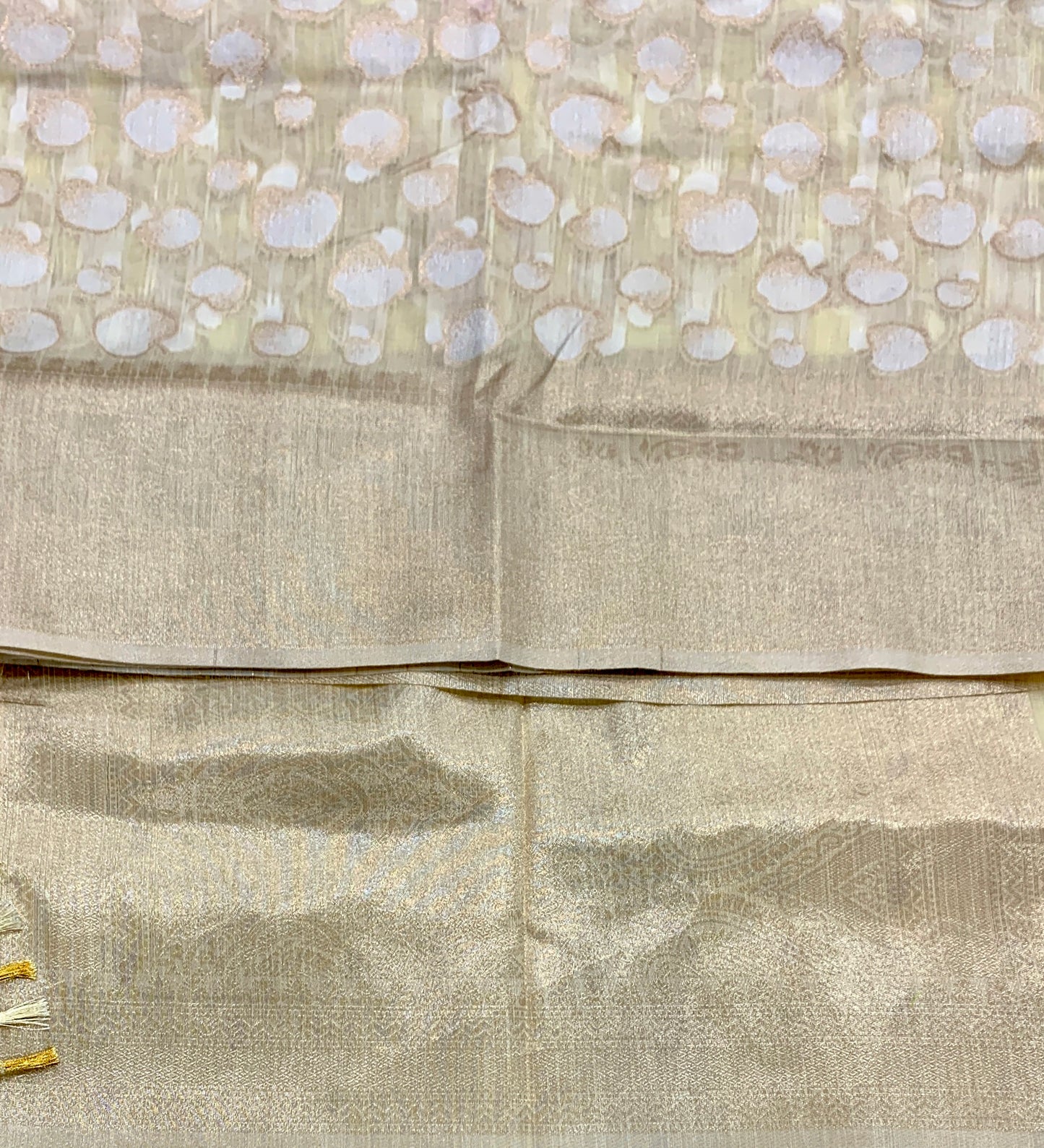 Banaras Katan Saree Off White Colour with Katan Work Border