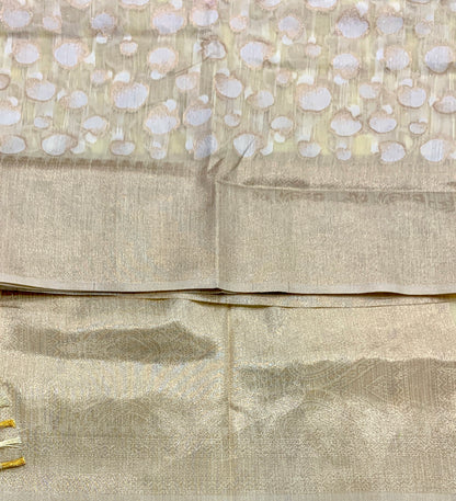Banaras Katan Saree Off White Colour with Katan Work Border