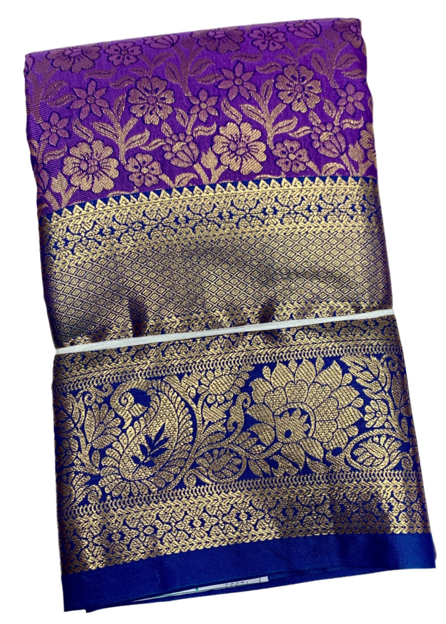 Vegan Silk Saree Lavender Colour with Blue Border