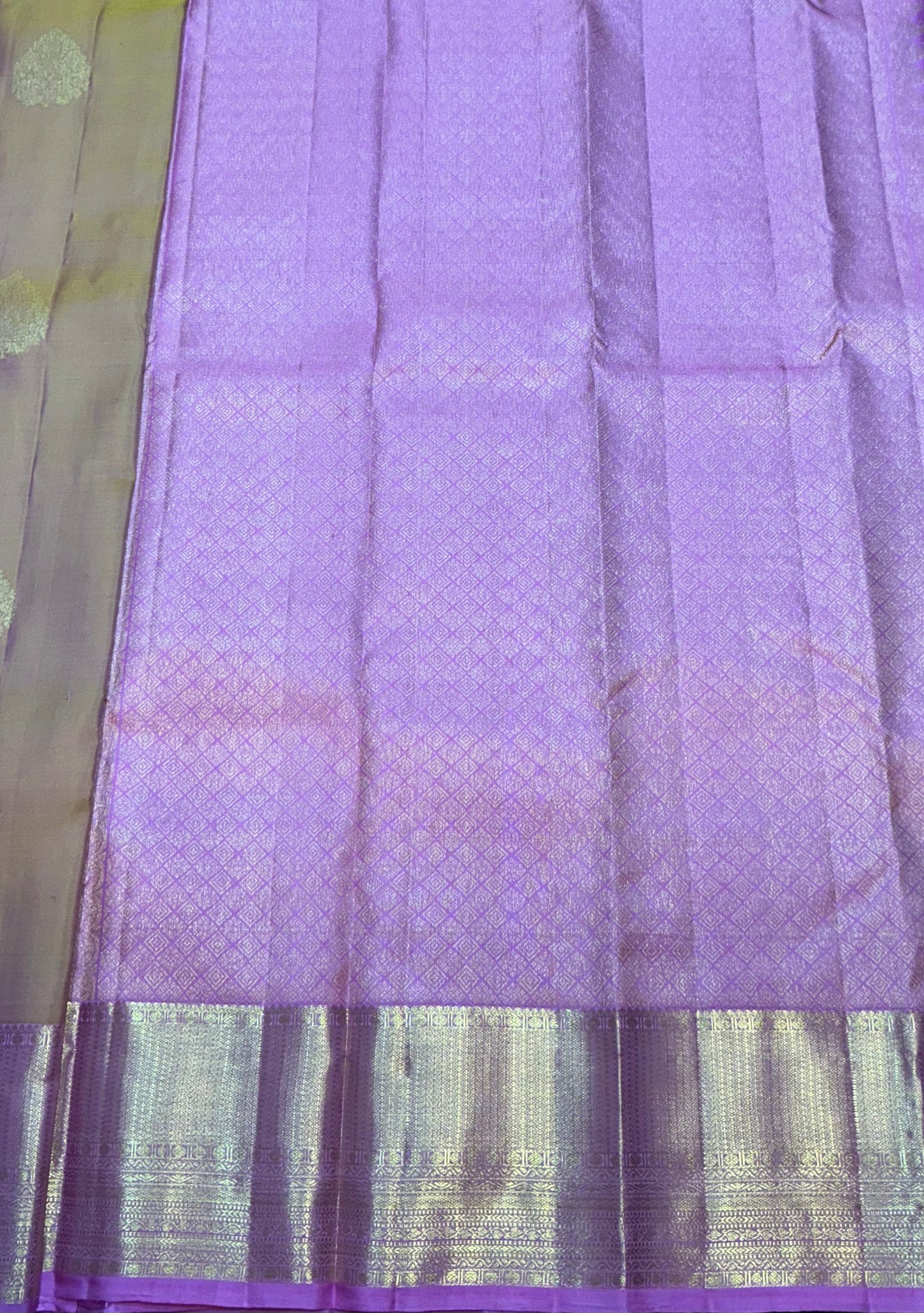 Pure Kanchipuram Silk Saree Dual Colour Shade with Light Pink Colour Shade Border