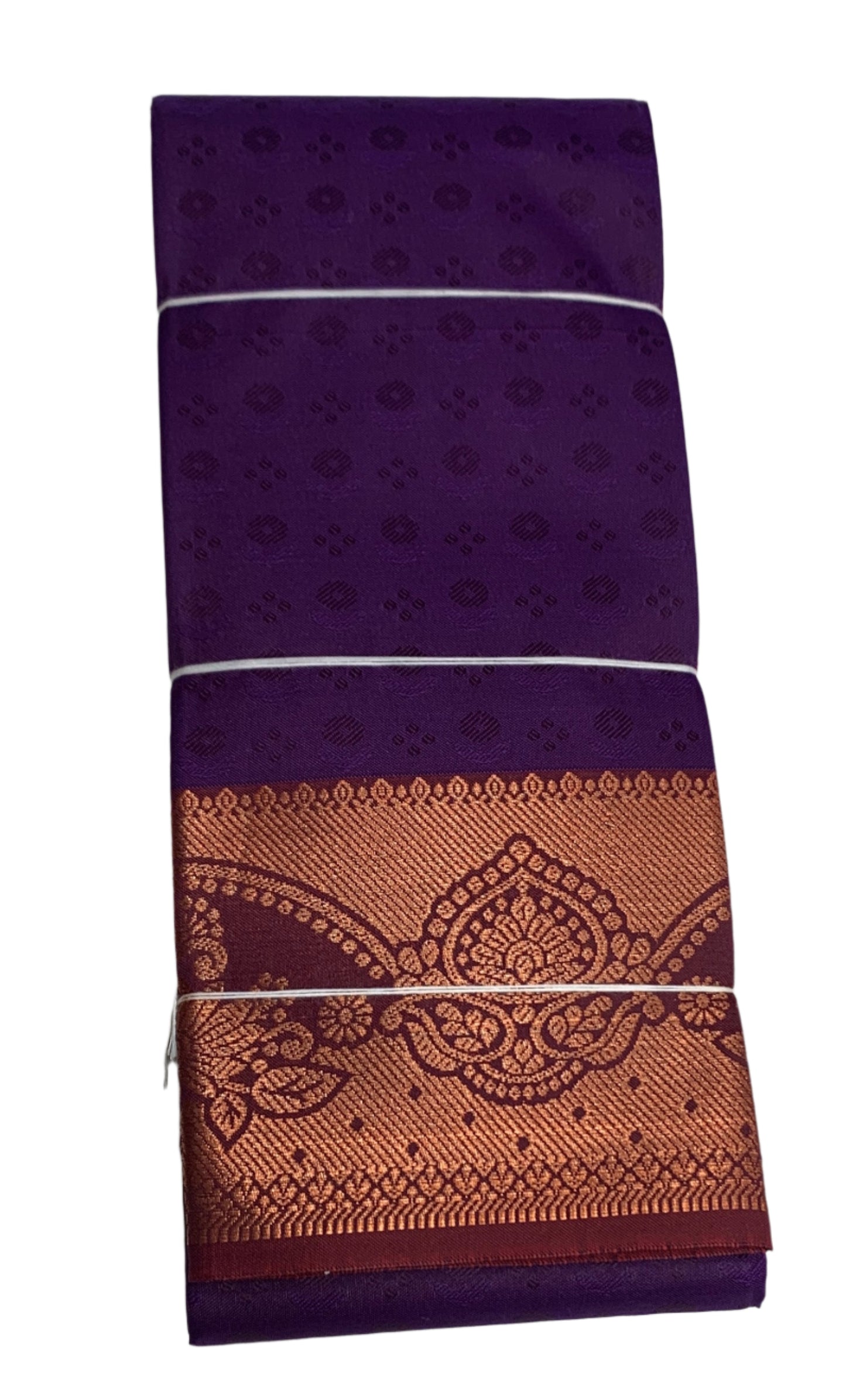 Synthetic Cotton Saree Violet Shade with Copper and Maroon Border