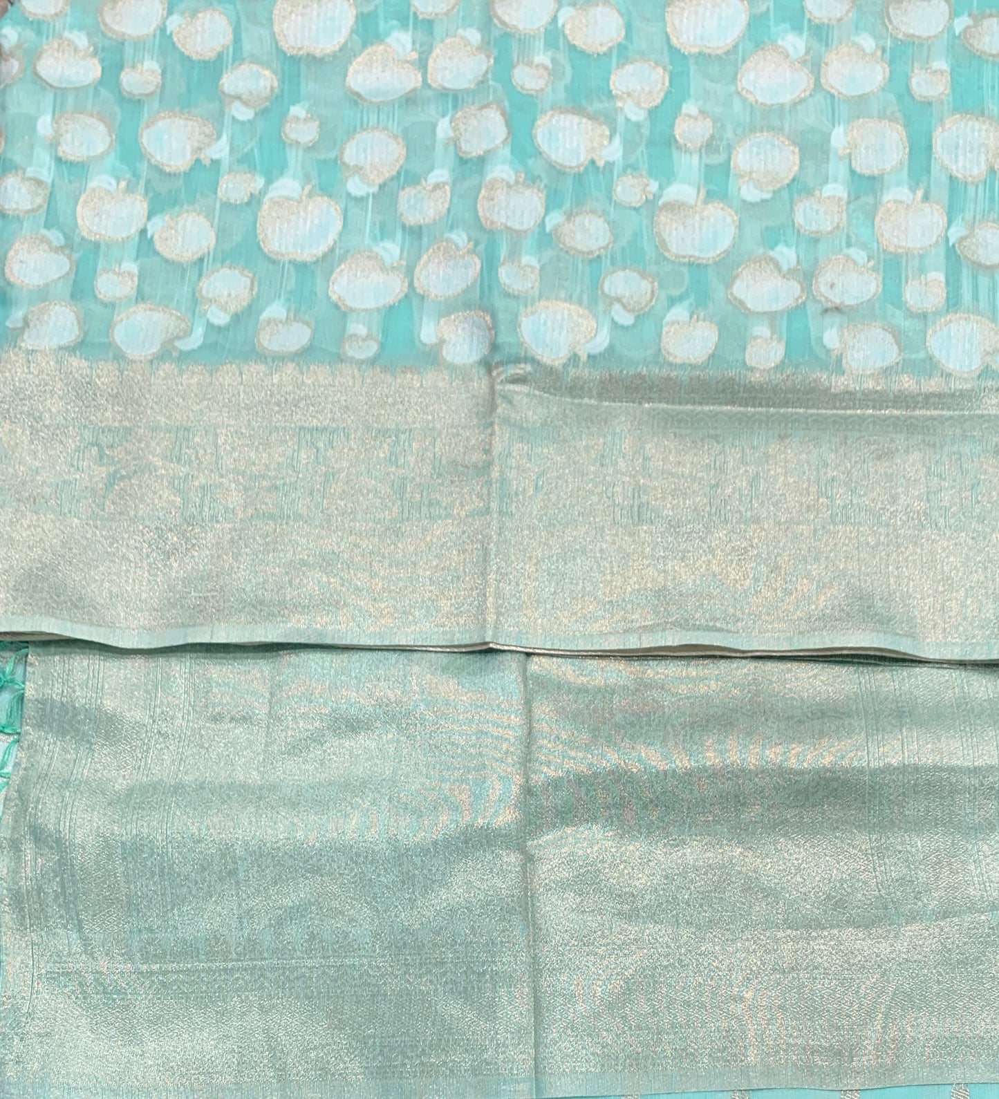 Banaras Katan Saree Sapphire Colour with Katan Work Border