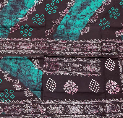 Chettinad Sungudi Cotton Dual Colour Saree with Brown Colour Border