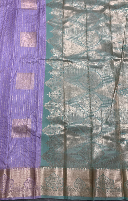 Soft Silk Casual Saree Lavender with Sliver Zari Border