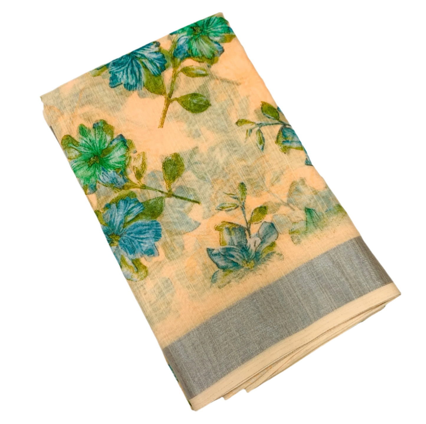 Jute Cotton Saree Light Peach Shade with Thread Border