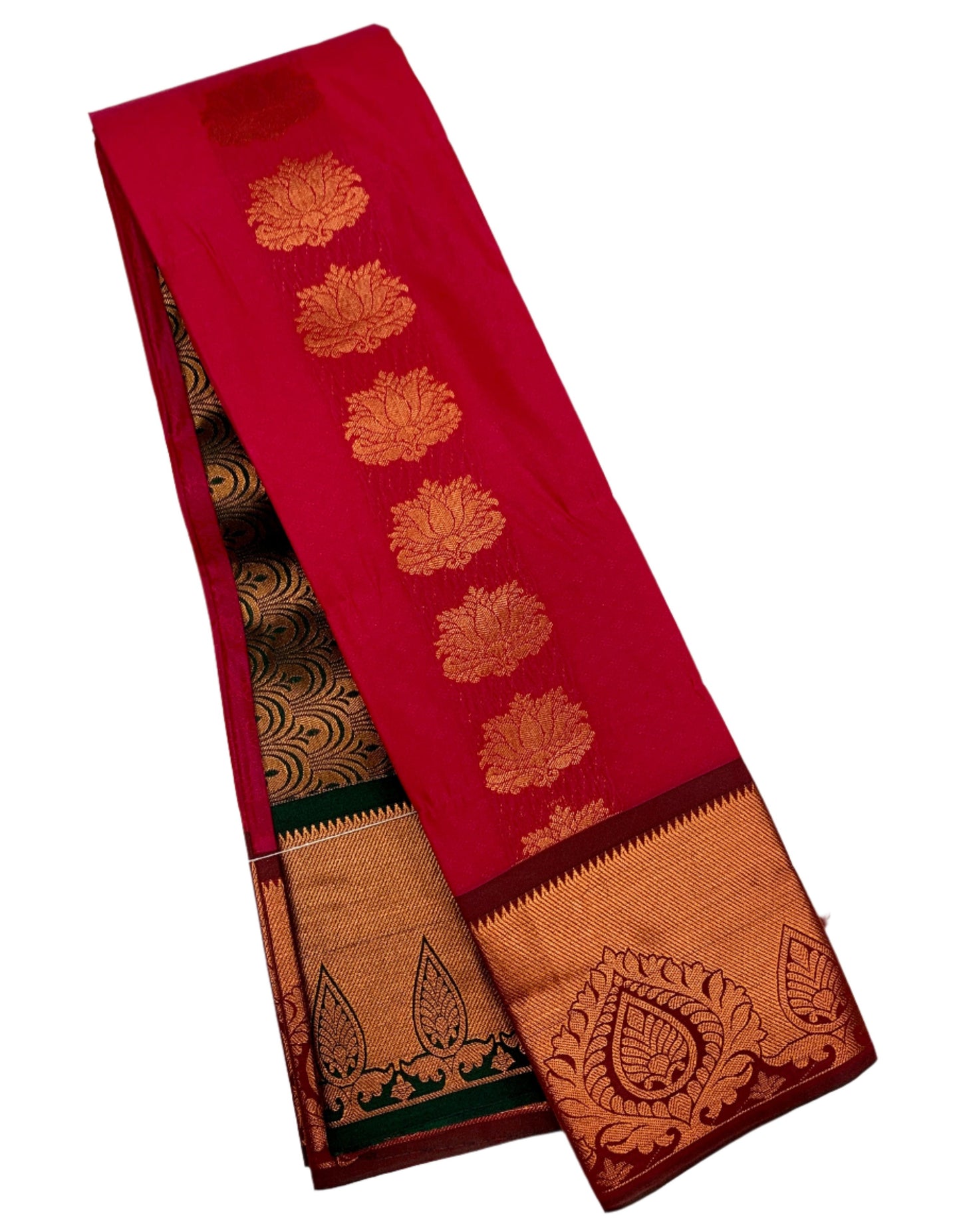 Vegan Silk Saree Maroon shade with Copper Border