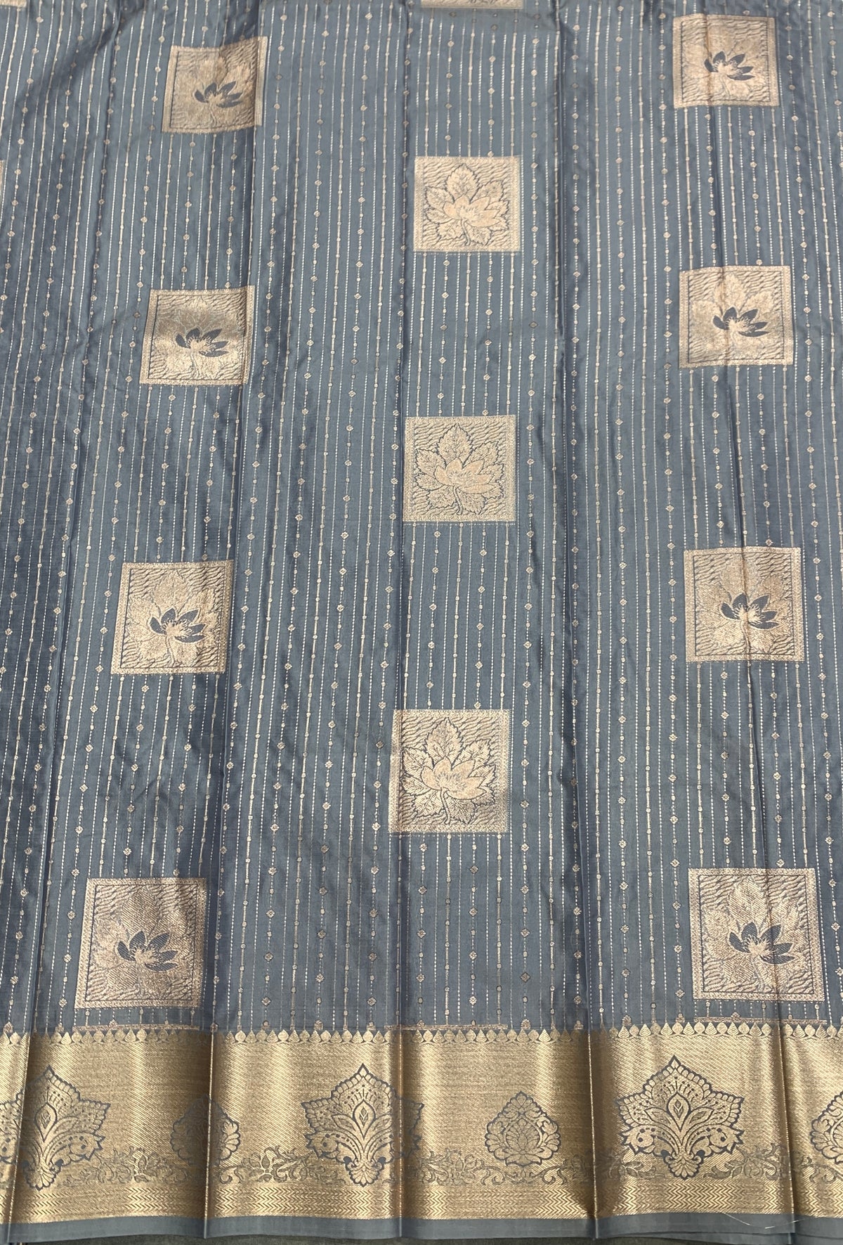 Soft Silk Casual Saree Grey with Sliver Zari Border
