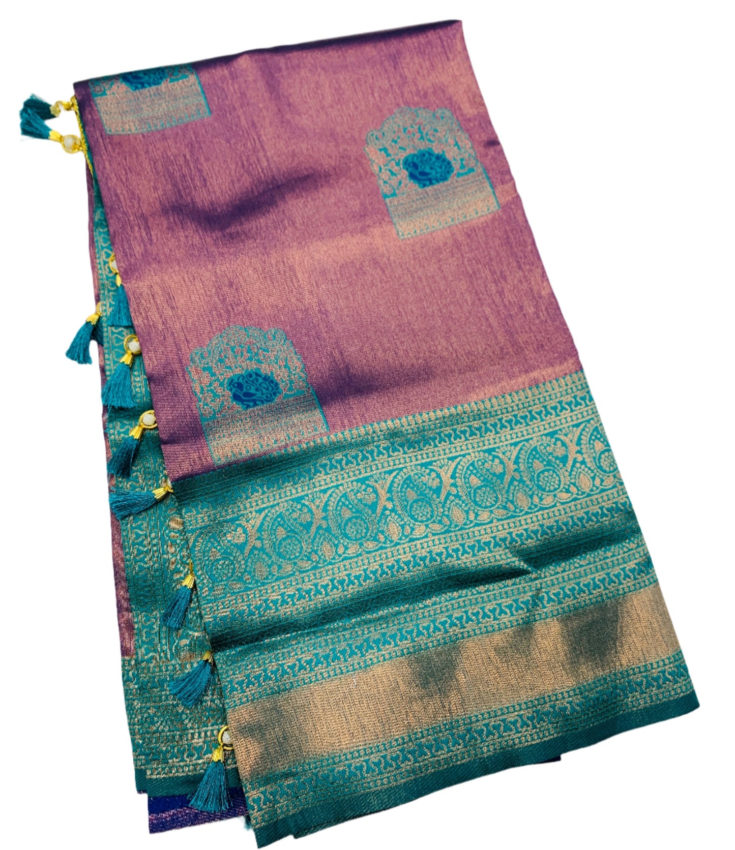 Art Silk Saree Onion Purple Colour with Sapphire Border