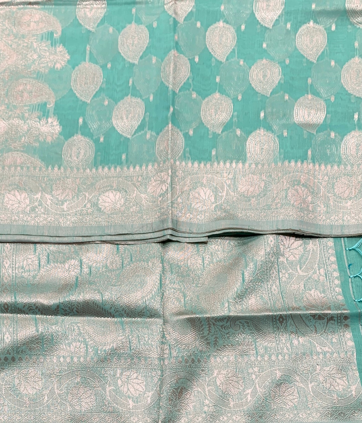 Banaras Katan Saree Sapphire Colour with Katan Work Border