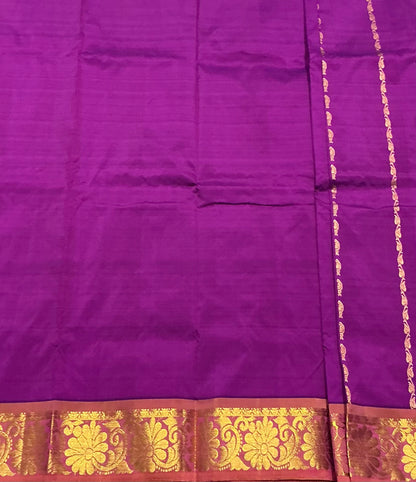 Purple Shade Semi Silk Kids Pattu Pavadai with Contrast border for Age 2 to 5 Years