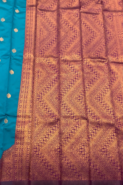 Art Silk Saree Sky Blue Colour with Magenta Border