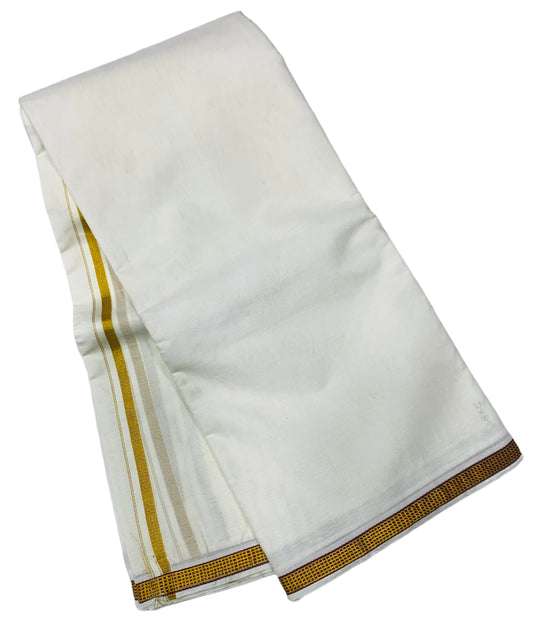 2X8 Cotton Dhoti Cream Colour with Brown Border