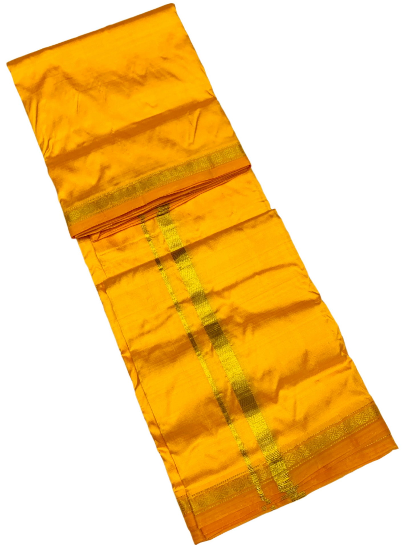 9X5 Pure Silk Dhoti Mustard Small Border