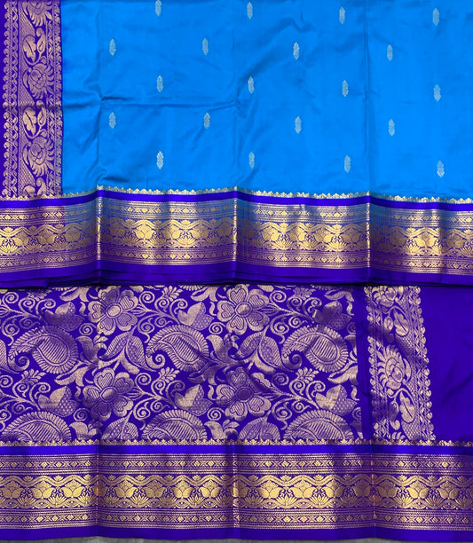 Pure Kanchipuram Silk Sky Blue Colour with Blue Border