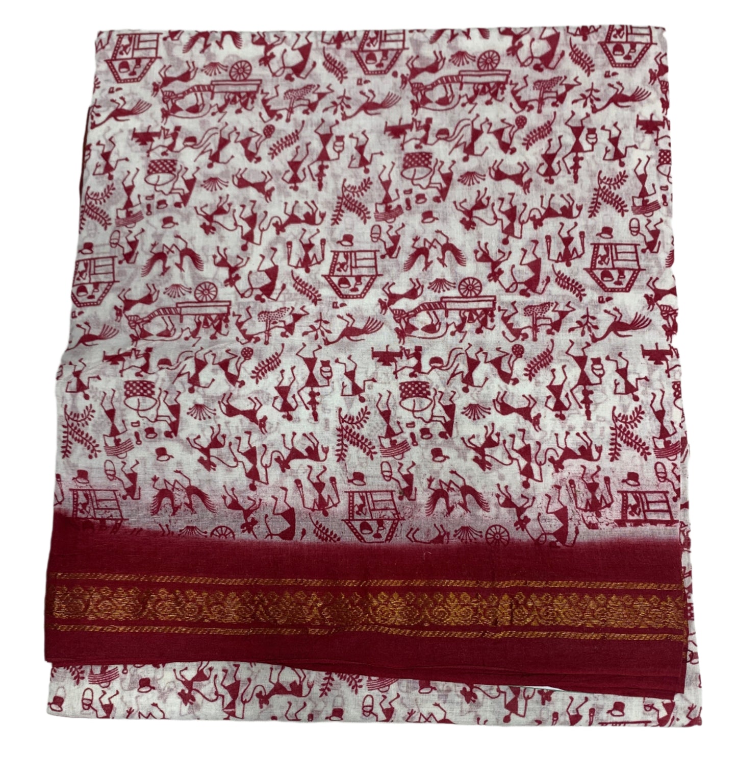 Chettinad Sungudi Cotton White Colour with Printed Saree