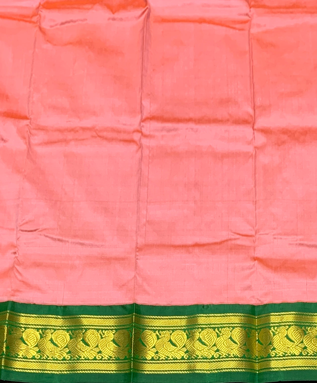 Baby Pink Shade Pure Kanchipuram Kids Pattu Pavadai with Contrast Border for age 2 to 5