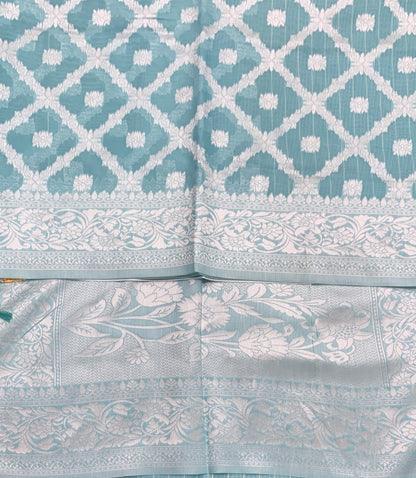 Banaras Katan Saree Sky Blue Colour with Katan Work Border