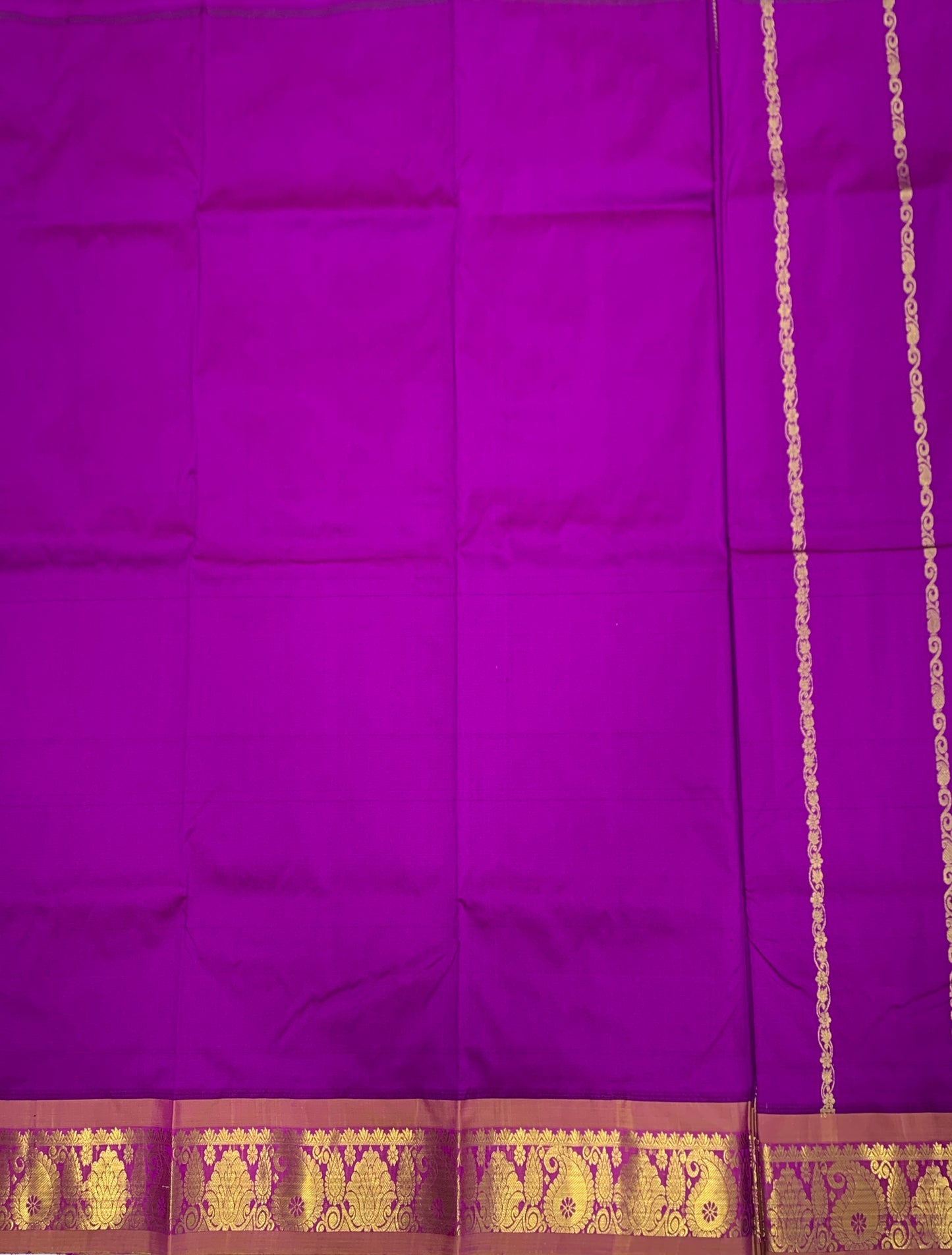 Magenta shade Semi silk Kids Pattu Pavadai with Contrast border for age 5 to 10