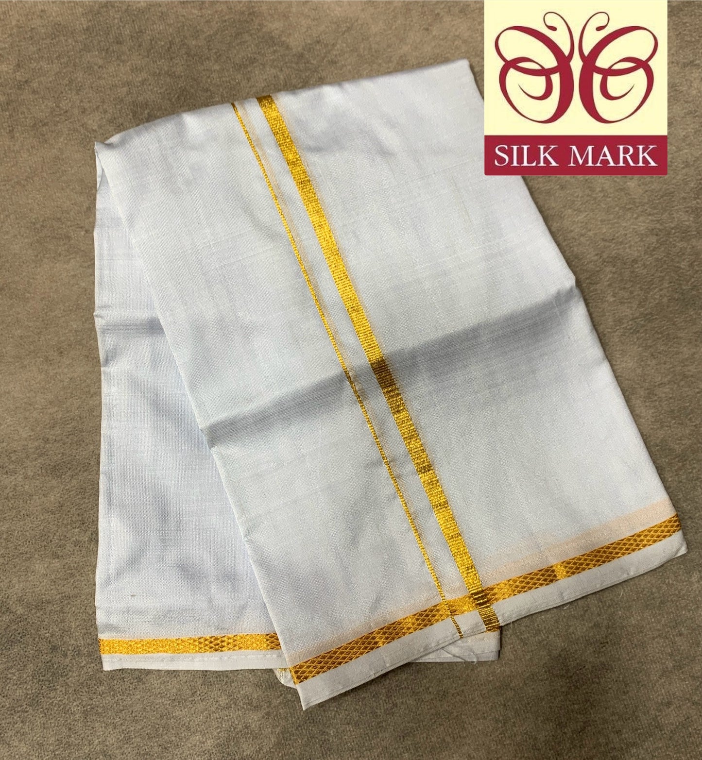 4 Mulam Silk Pooja Towel White Colour with Zari Border