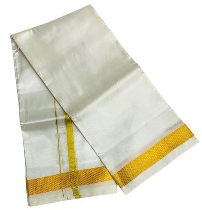 Semi Silk Pooja Towel White Colour with Zari Border