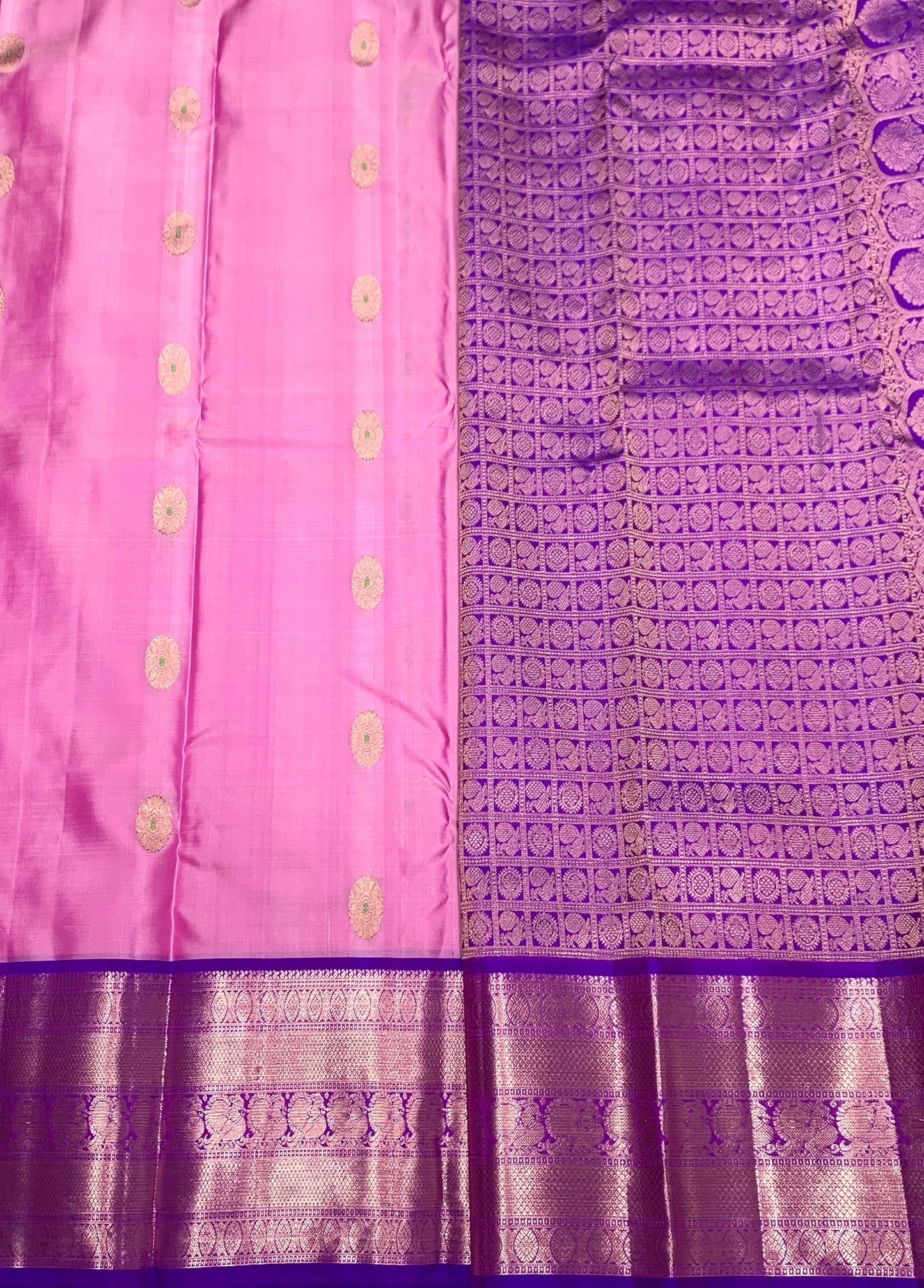 Pure Kanchipuram Silk Saree Baby Pink Colour with Blue Border