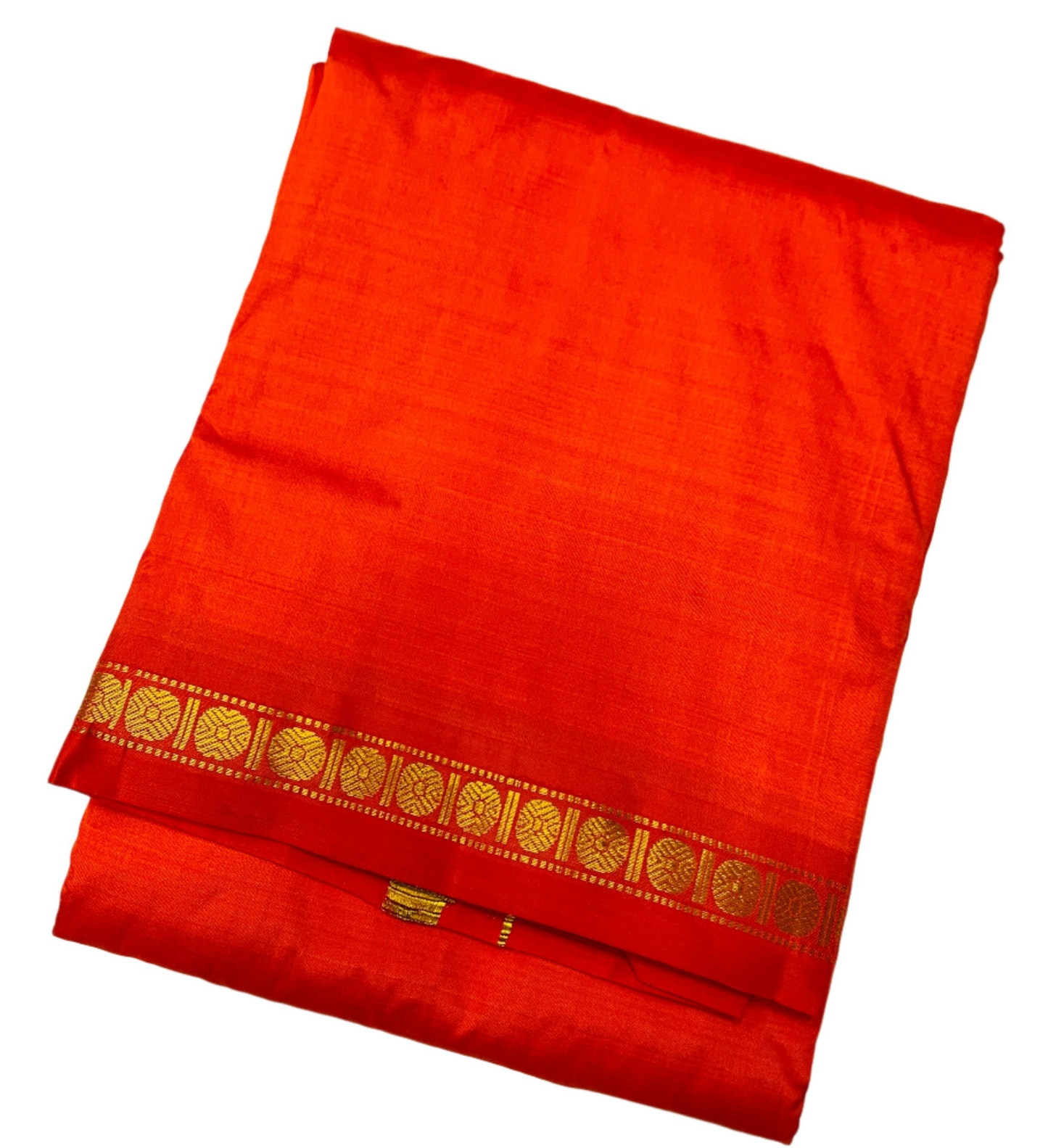 9X5 Pure Silk Dhoti Orange Colour with Small Border