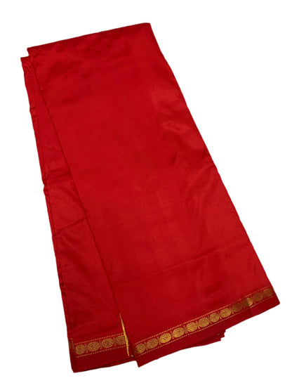 9X5 Pure Silk Dhoti Red Small Border