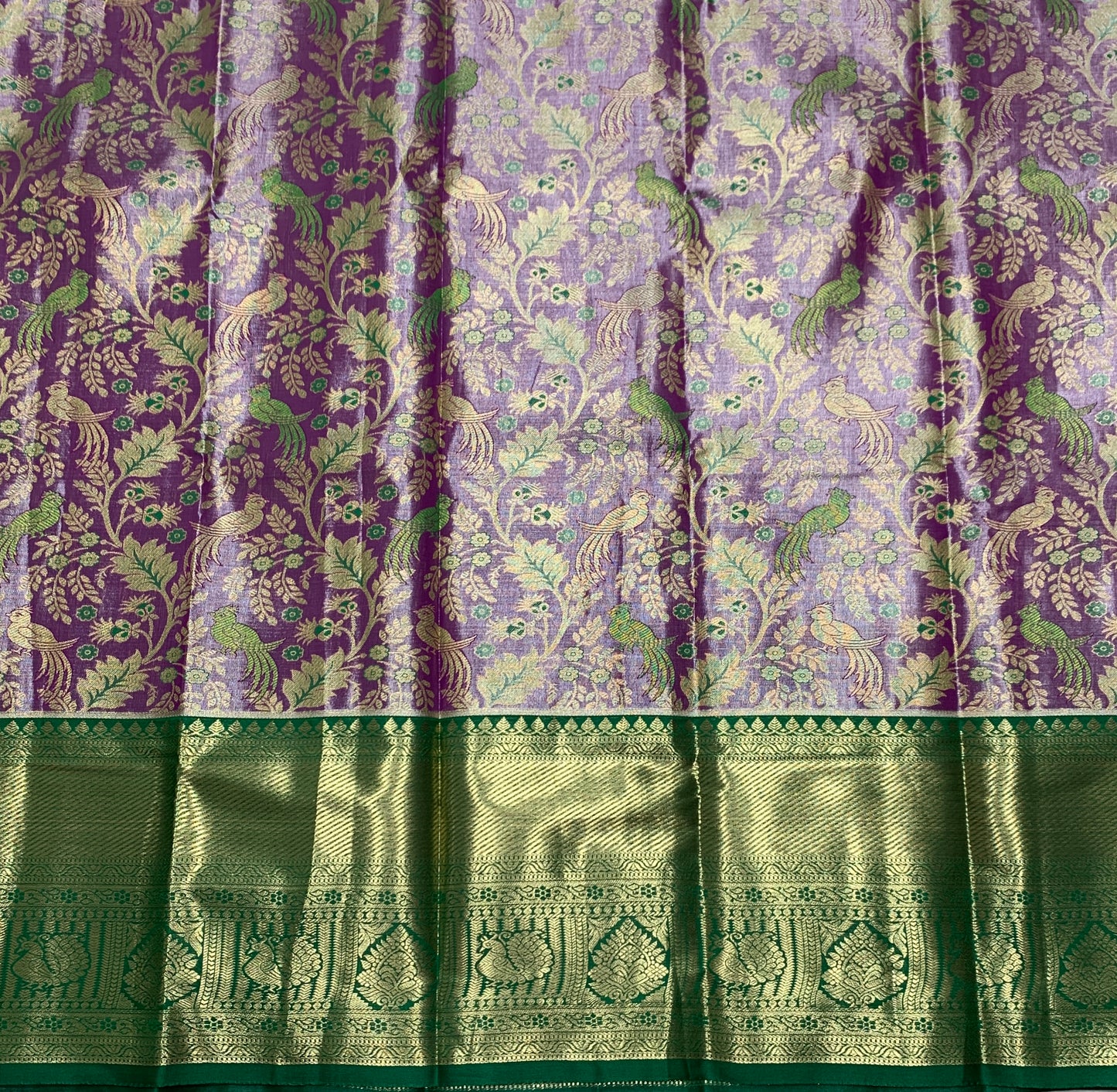 Lavender Shade Vegan Silk Kids Pattu Pavadai with Contrast Border for age 2 to 5