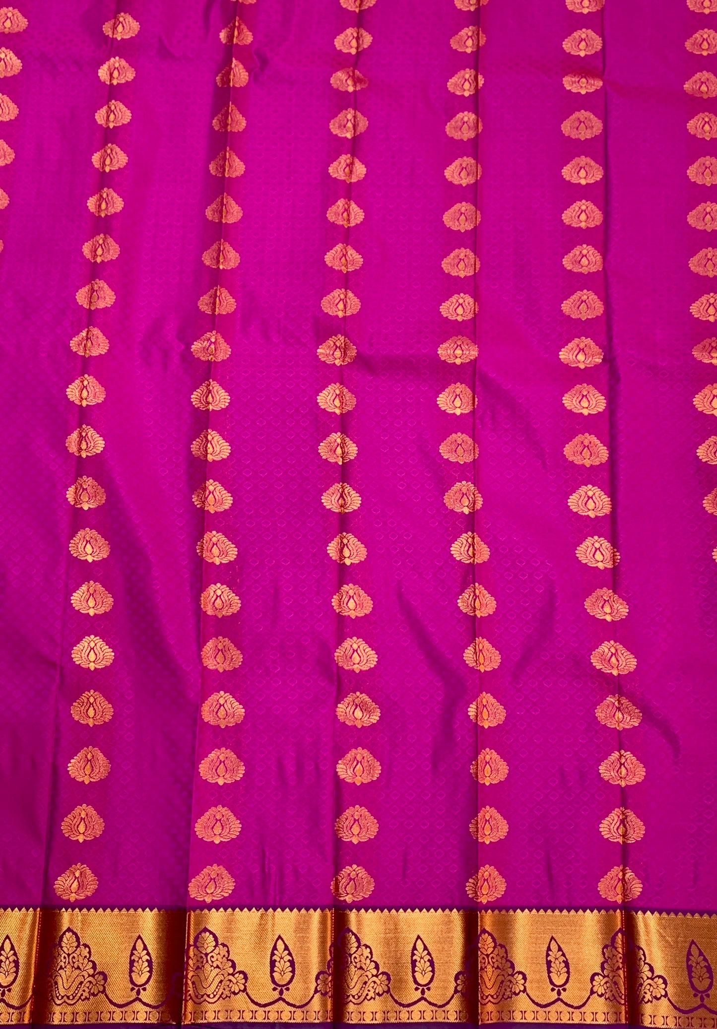 Vegan Silk Saree Colour Pink with Copper Border