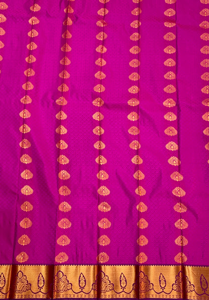 Vegan Silk Saree Colour Pink with Copper Border