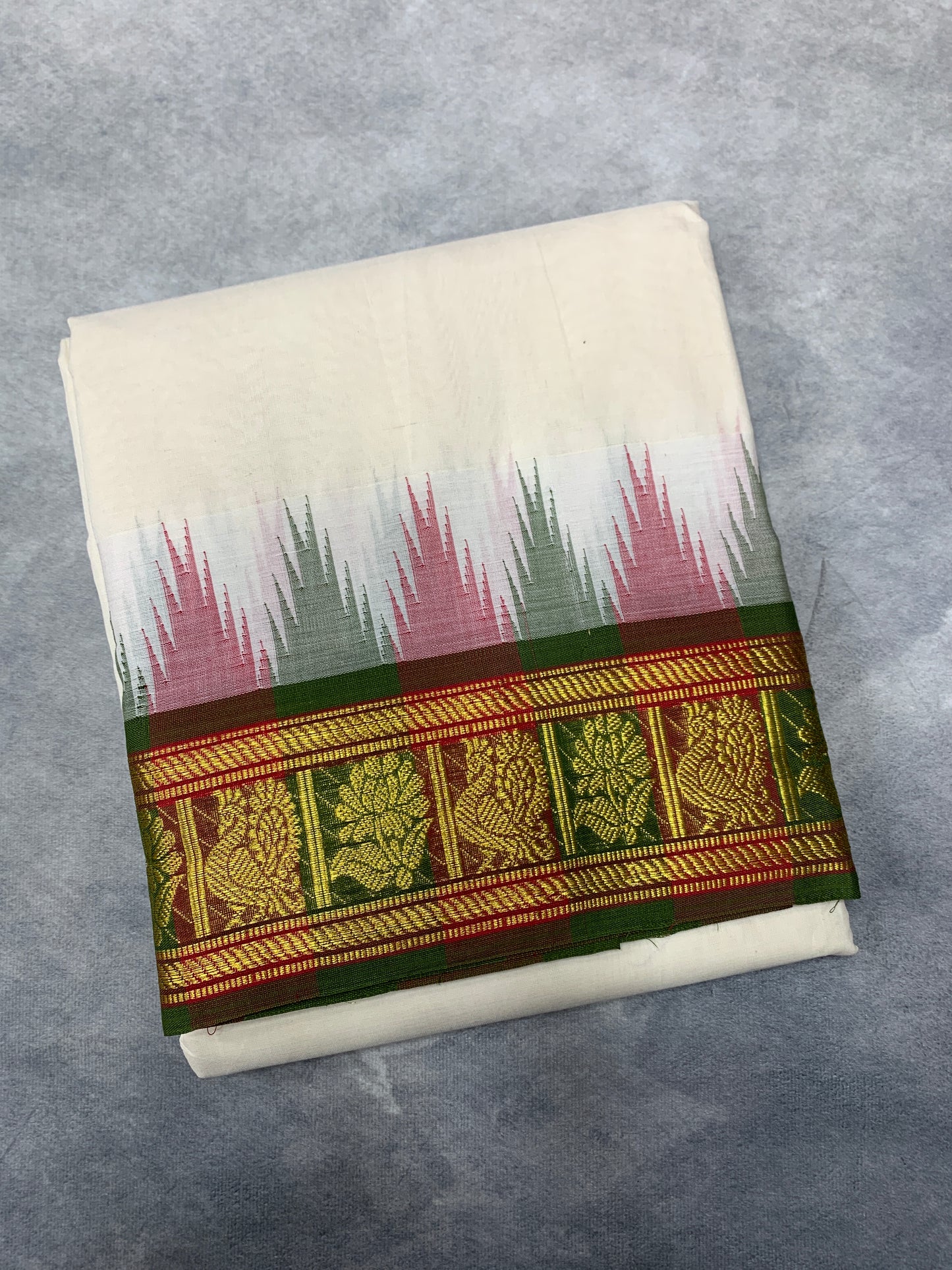 Korvai Cotton Dhoti Half White Colour
