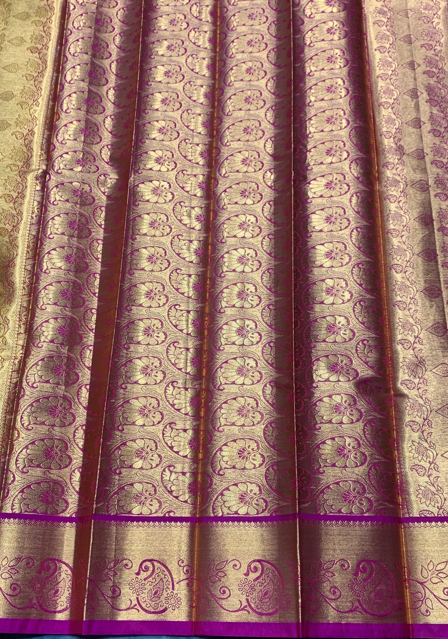 Vegan Silk Saree Golden Yellow Colour with Pink and Copper Border