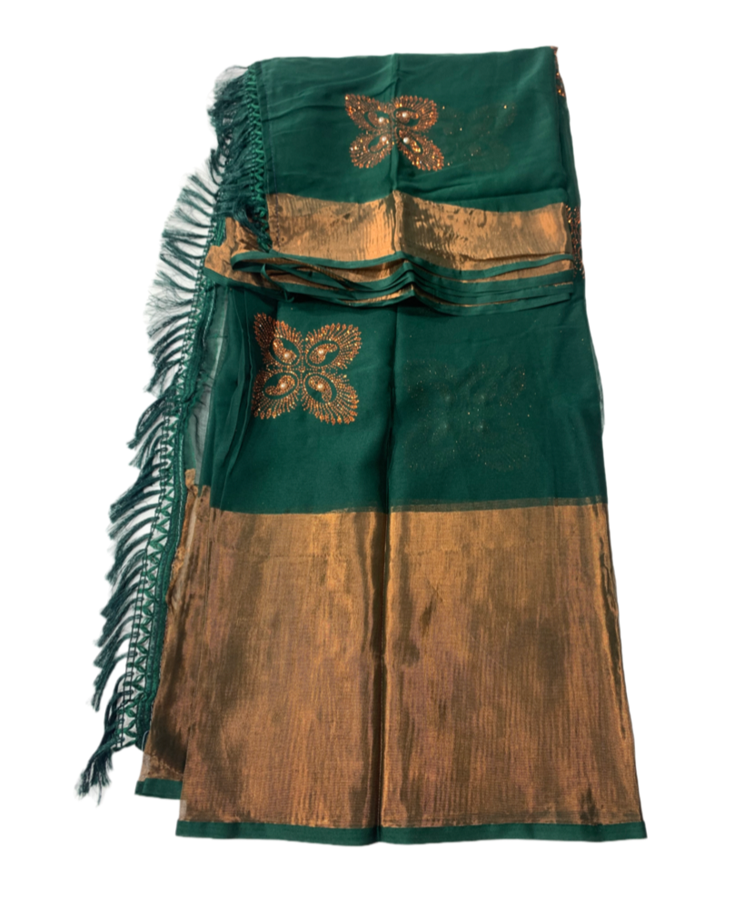 Green saree with Golden border