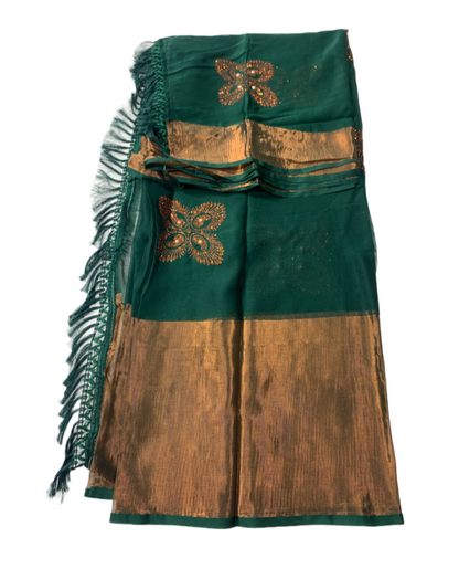 Green saree with Golden border