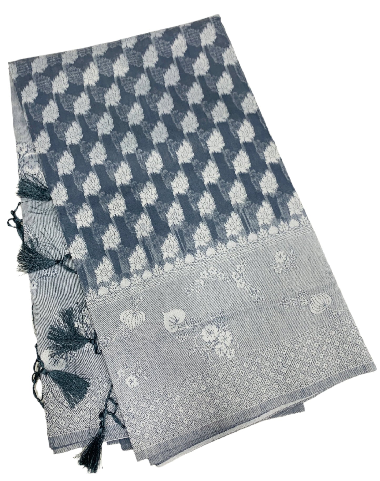 Banaras Katan Saree Gray Colour with Big Border