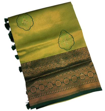 Art Silk Saree Pista Green Shade with Green Border